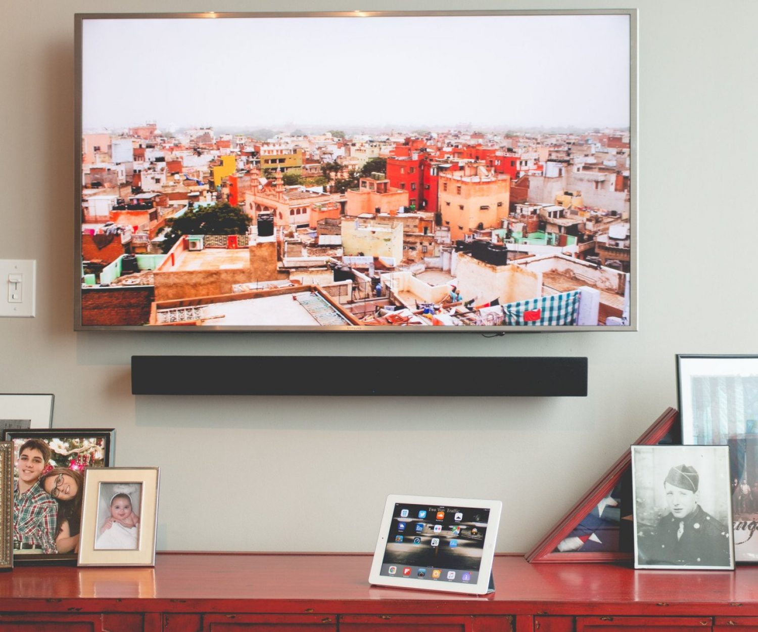 Wall Mounted TV & Soundbar with Automation